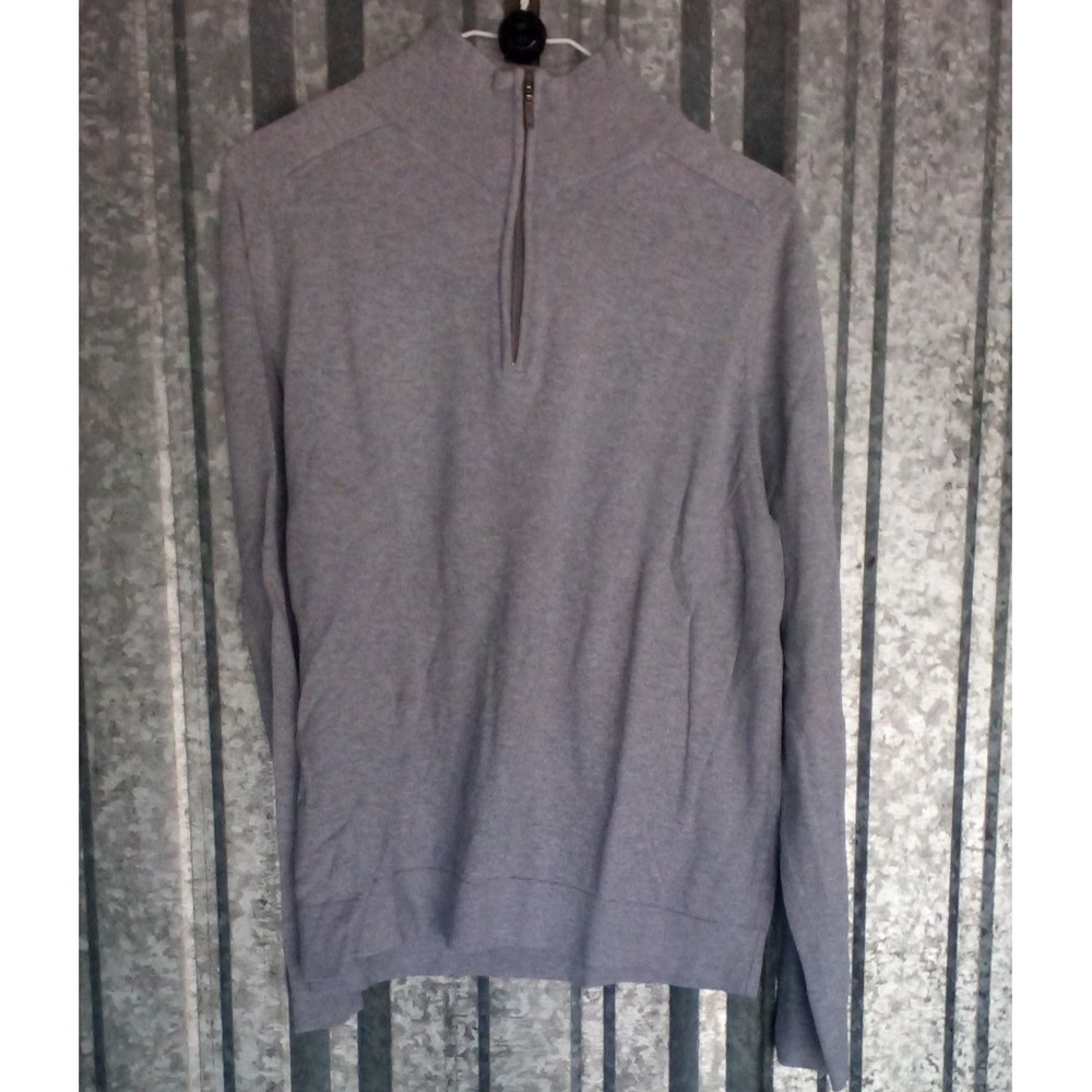LL Bean 1/4 Zip Sweater Mens M Regular Fit Gray Knit Cotton Cashmere